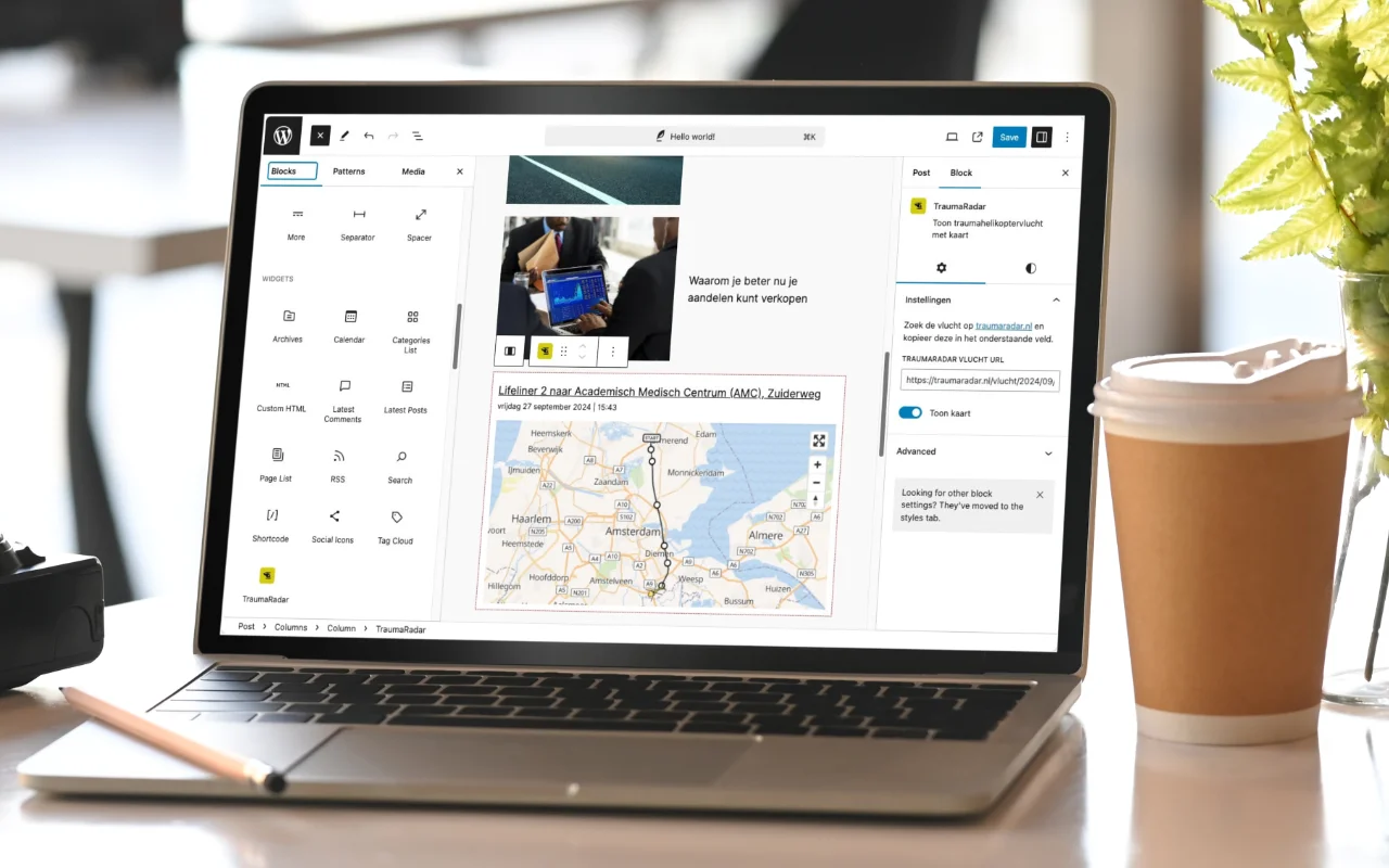 Laptop with RescueRadar WordPress plugin